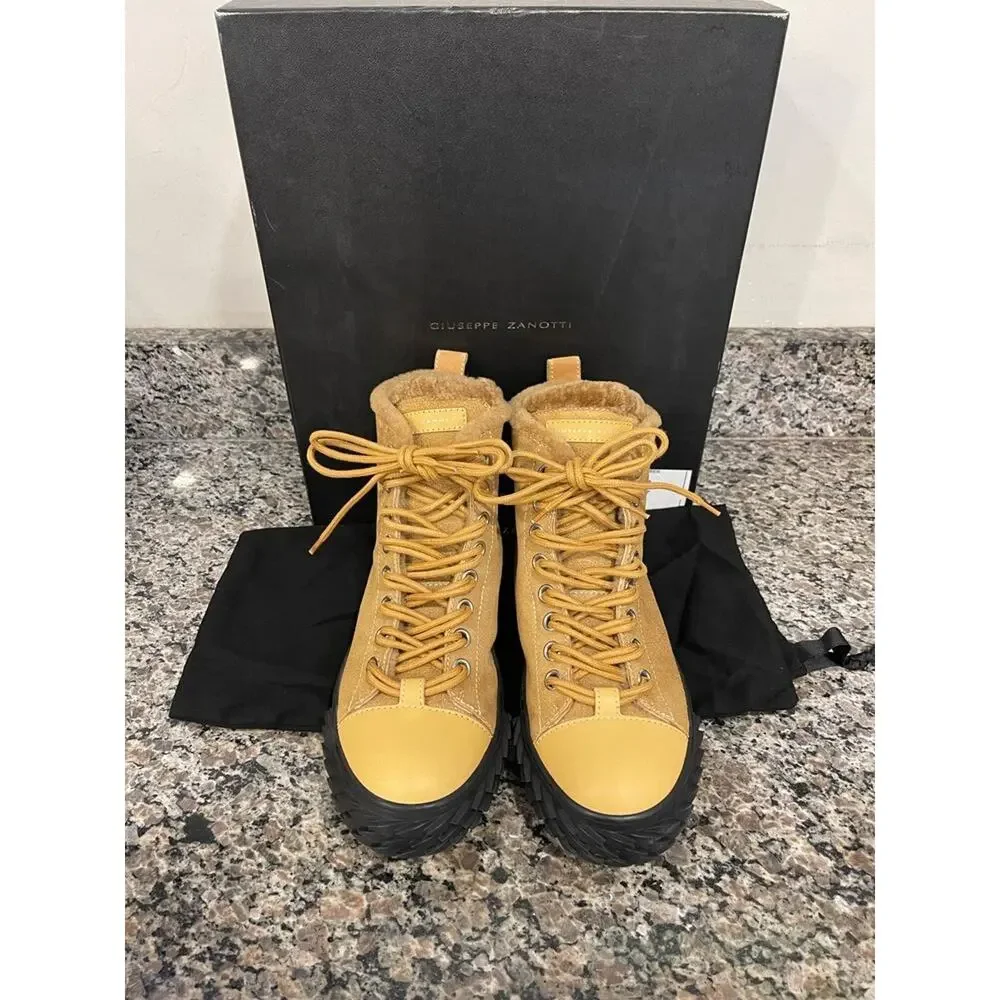 Men's Size 7 Giuseppe Zanotti Brown Boots With Fur in Box SPB-JB 337655